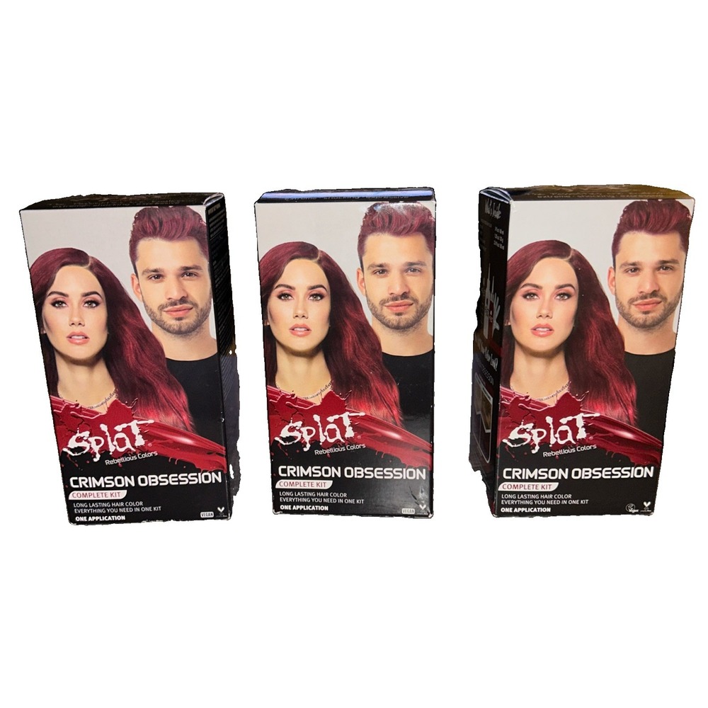 Splat Crimson Obsession Complete Hair Color Kit Semi-Permanent 3 Pack